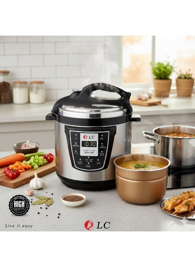 D L C Digital Electric Pressure Cooker Multi-Function 12 Litre Capacity Non-Stick Pot 1500W High Power With Mandi Grill Rack DLC-25612 - Image 2